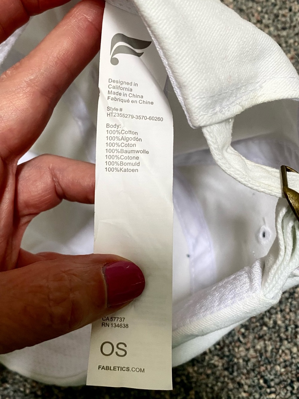 Fabletics The Dad Hat White Cap with Black Script Logo and Adjustable Strap OS - Picture 4 of 4